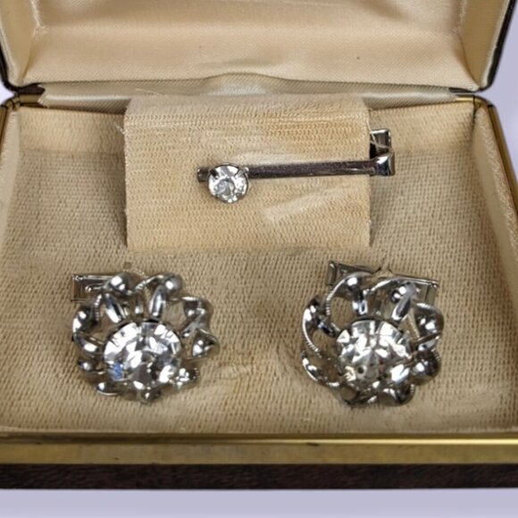 Vintage Continental Cufflink & Tie Clip Set - Picture 4 of 8